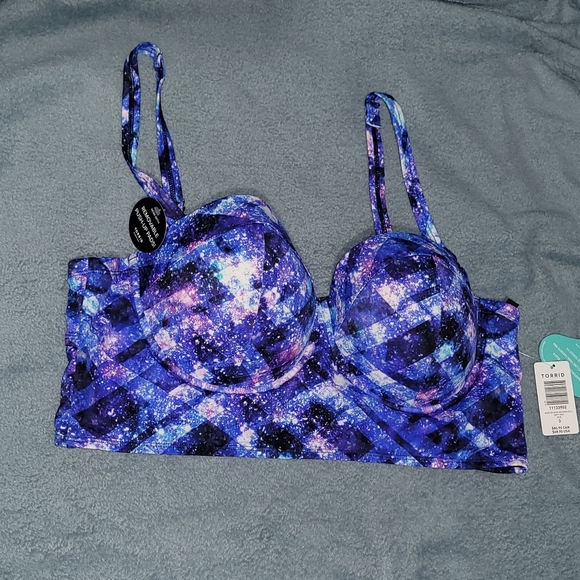 Torrid Women's Purple and Blue Galaxy Bikini Top - Picture 1 of 5